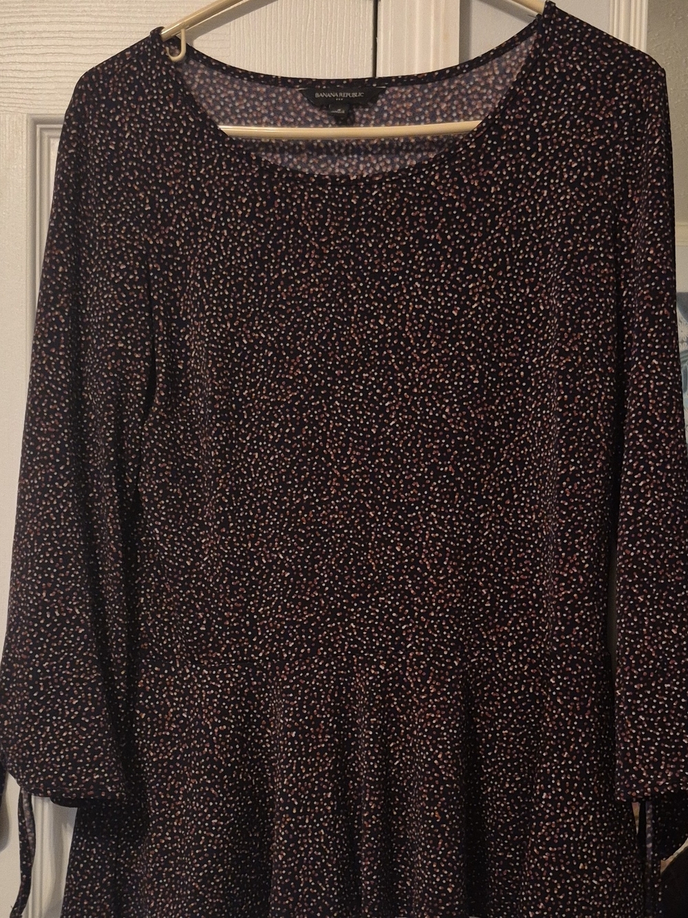 Banana Republic Black Long Sleeve Top with Pink Dot Print